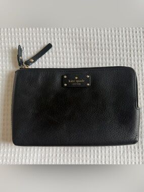 Kate Spade Black Leather Wristlet Wallet